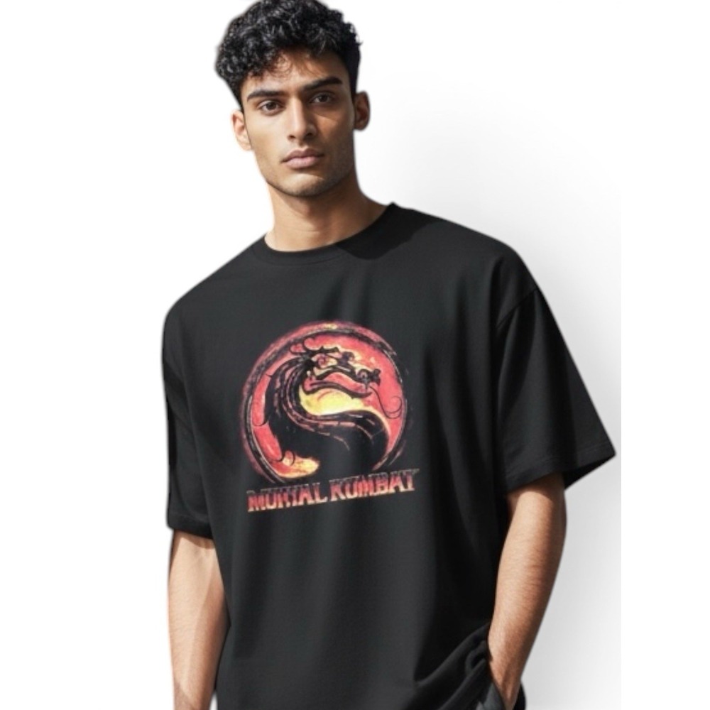 Mortal Kombat Men's XL Black Dragon Logo Graphic Cotton Tee‎ (47)